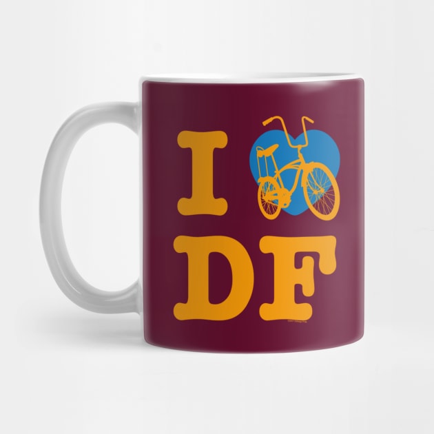 I Love Cycling DF Orange Blue / Yo Amo andar en Bicicleta en el DF / Chilango Pride / Orgullo Chilango Graphic by chilangopride